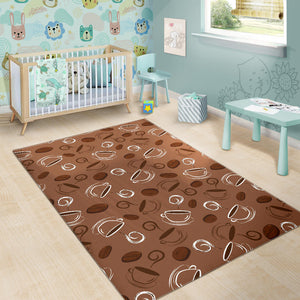 Coffee Cup and Coffe Bean Pattern Area Rug