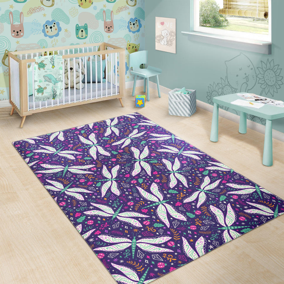 Cute Dragonfly Pattern Area Rug