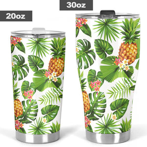 Pineapple Flower Leaves Pattern Tumbler