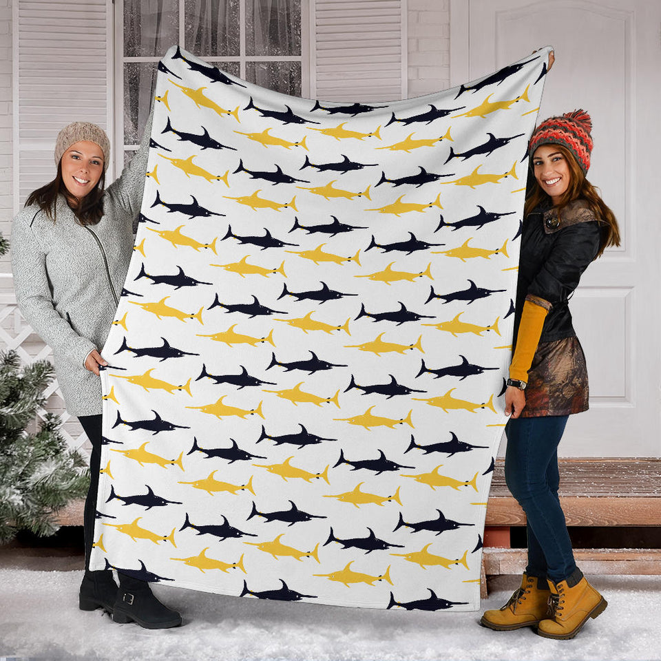 Swordfish Pattern Print Design 05 Premium Blanket