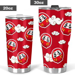 Red Daruma Cloud Pattern Tumbler