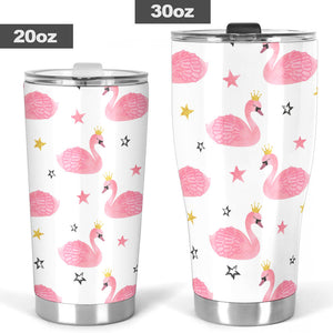 Pink Swan Pattern Tumbler