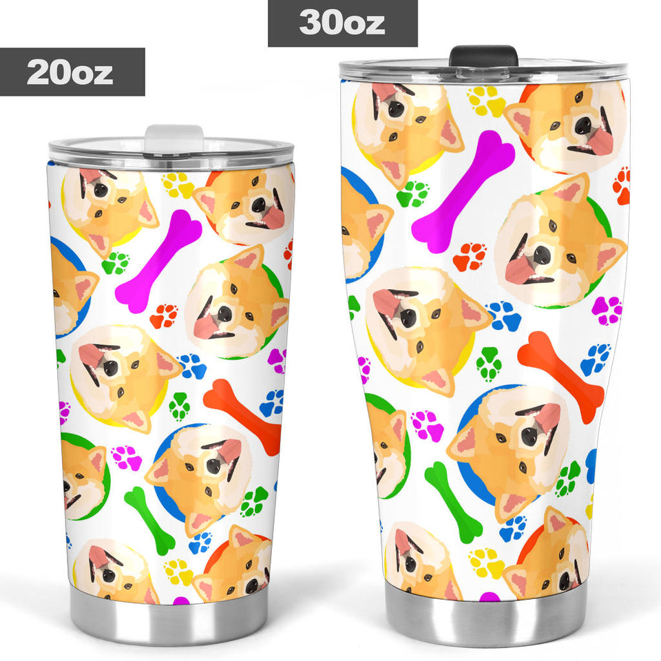 Shiba Inu Paw Bone Pattern Tumbler