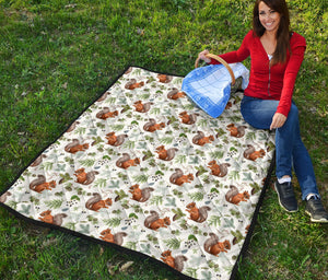 Squirrel Pattern Print Design 02 Premium Quilt