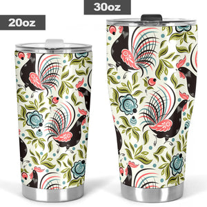 Rooster Chicken Leaves Pattern Tumbler