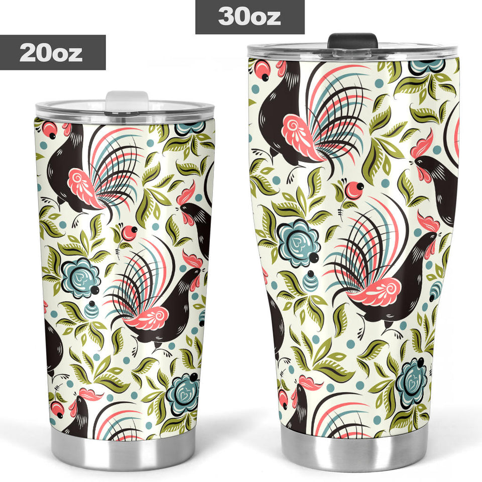 Rooster Chicken Leaves Pattern Tumbler