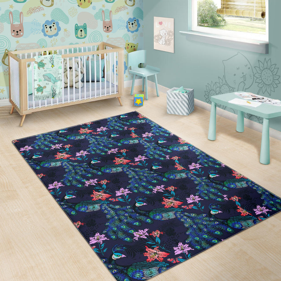 Peacock Feather Pattern Area Rug