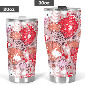 Red Pink Hot Air Balloon Pattern Tumbler