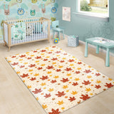 Red and Orange Maple Leaves Pattern Area Rug