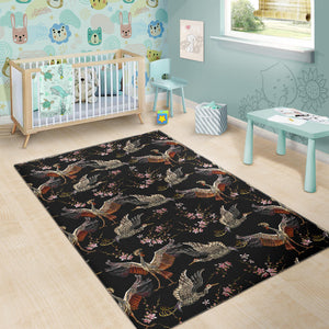 Japanese Crane Pattern Background Area Rug