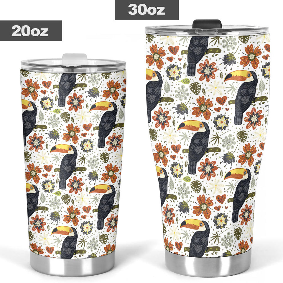 Toucan Flower Pattern Tumbler