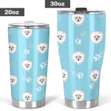 Pomeranian Pattern Blue Background Tumbler