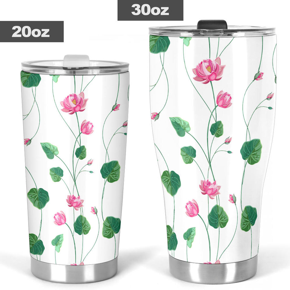 Pink Lotus Waterlily Flower Pattern Tumbler