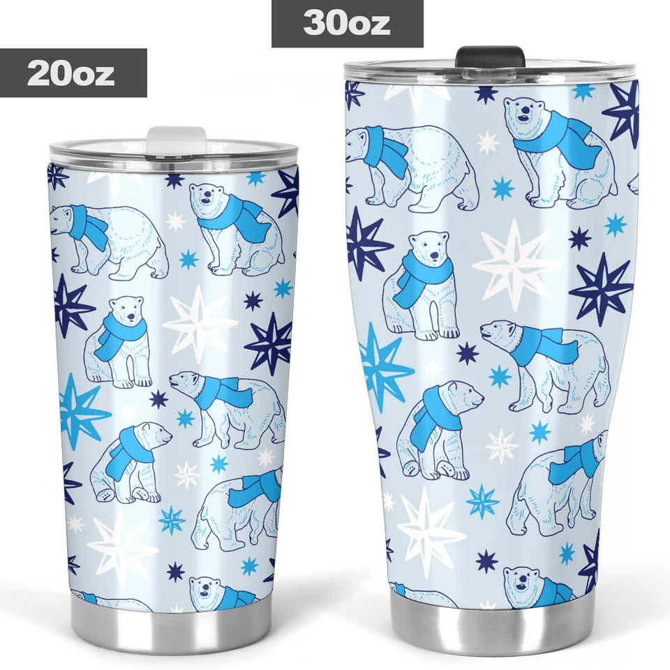 Polar Bear Pattern Blue Background Tumbler