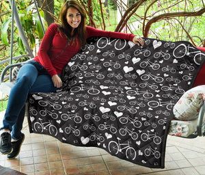 Bicycle Pattern Print Design 05 Premium Quilt