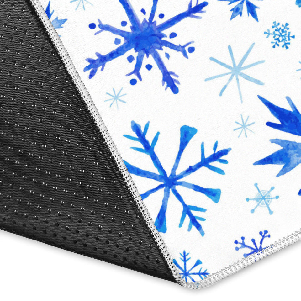 Blue Snowflake Pattern Area Rug