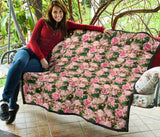 Rose Pattern Print Design 04 Premium Quilt