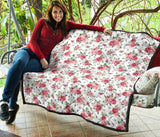 Rose Pattern Print Design 02 Premium Quilt