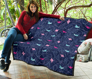 Stingray Pattern Print Design 05 Premium Quilt