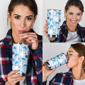 Polar Bear Pattern Blue Background Tumbler