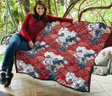 Red Theme Japanese Pattern Premium Quilt