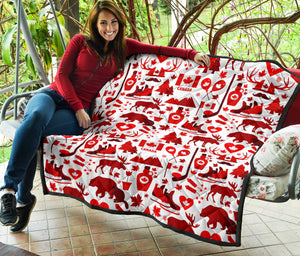 Canada Pattern Print Design 04 Premium Quilt