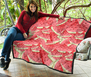 Watermelon Pattern Background Premium Quilt