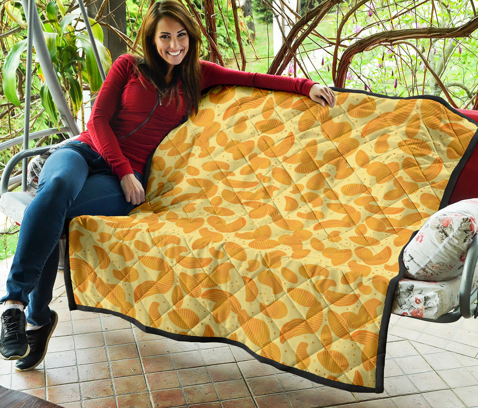 Potato Chips Pattern Print Design 04 Premium Quilt