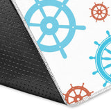 Nautical Steering Wheel Rudder Pattern Background Area Rug