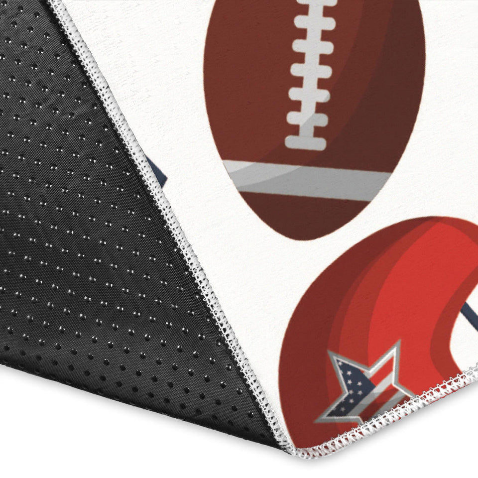 American Football Ball Red Helmet Pattern Area Rug