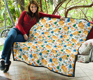 Lion Pattern Print Design 02 Premium Quilt