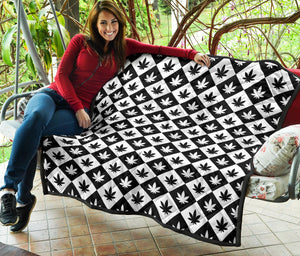Canabis Marijuana Weed Pattern Print Design 05 Premium Quilt