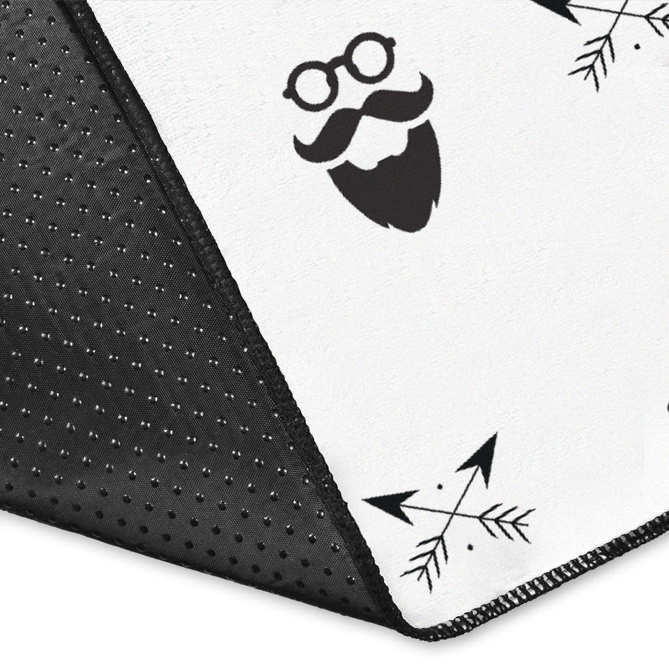 Mustache Beard Pattern Print Design 01 Area Rug