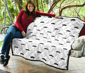 Mustache Beard Pattern Print Design 04 Premium Quilt