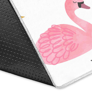 Pink Swan Pattern Area Rug