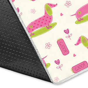 Pink Dachshund Pattern Area Rug