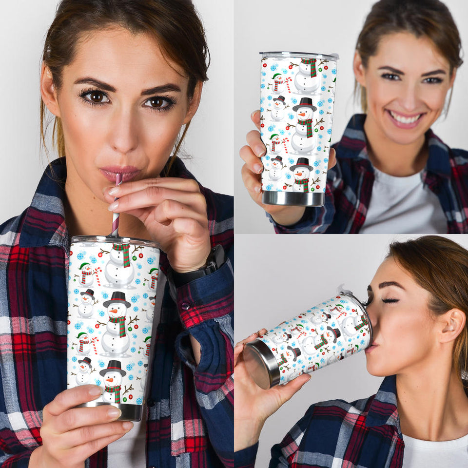 Snowman Pattern Background Tumbler