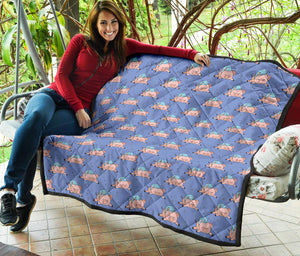 Pig Pattern Print Design 03 Premium Quilt