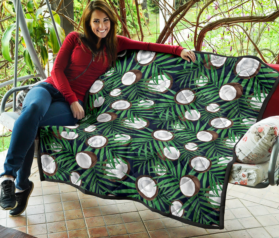 Coconut Pattern Print Design 01 Premium Quilt