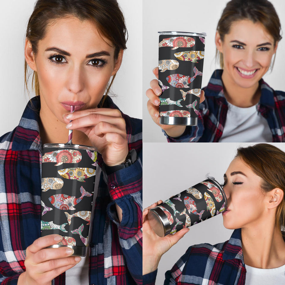 Whale Flower Tribal Pattern Tumbler