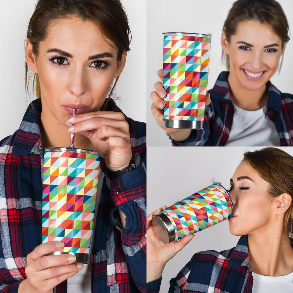 Rainbow Geometric Pattern Tumbler