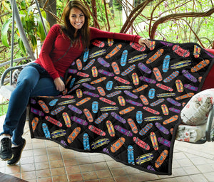 Skate Board Pattern Print Design 04 Premium Quilt