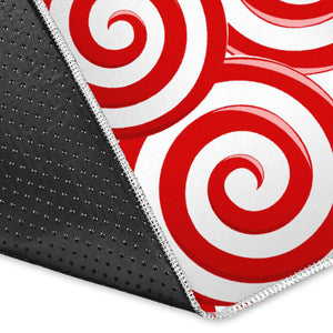 Red and White Candy Spiral Lollipops Pattern Area Rug