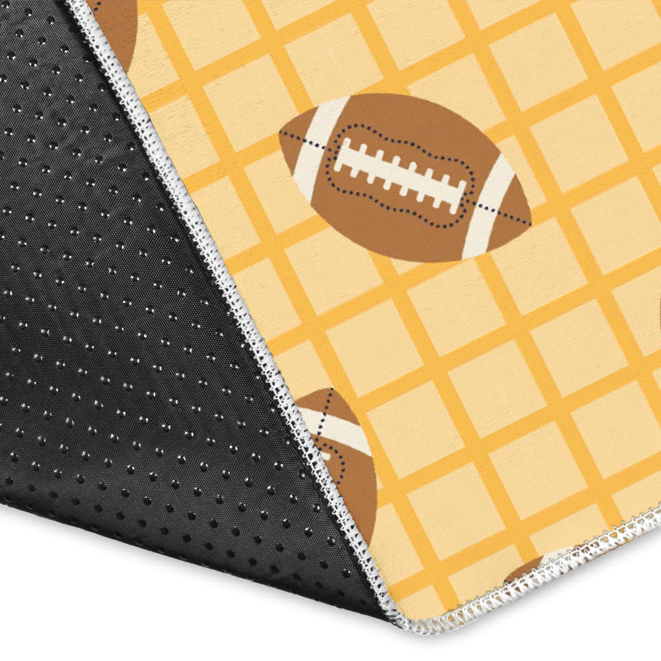 American Football Ball Pattern Yellow Background Area Rug