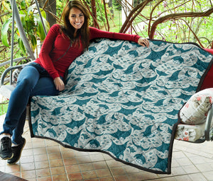 Stingray Pattern Print Design 01 Premium Quilt