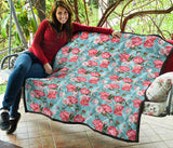 Rose Pattern Print Design 03 Premium Quilt