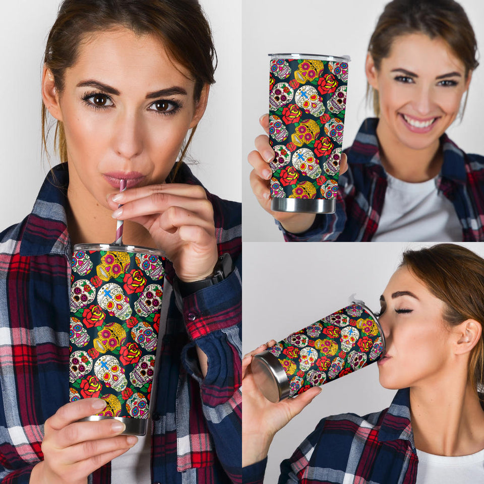 Suger Skull Pattern Background Tumbler