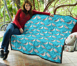 Seagull Pattern Print Design 02 Premium Quilt