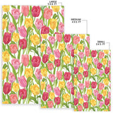 Pink Red Yellow Tulip Pattern Area Rug