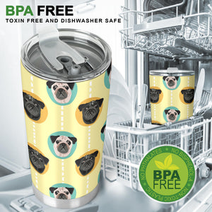 Pug Head Pattern Tumbler